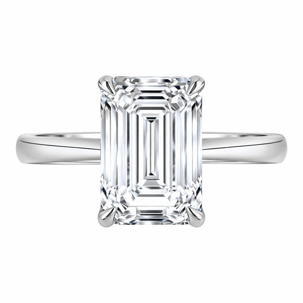Lab grown platinum 8.03ct D VVS2 IGI emerald cut diamond ring
