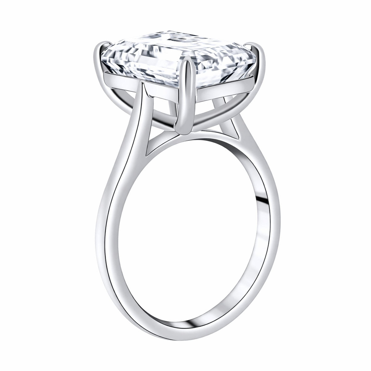 Lab grown platinum 8.03ct D VVS2 IGI emerald cut diamond ring