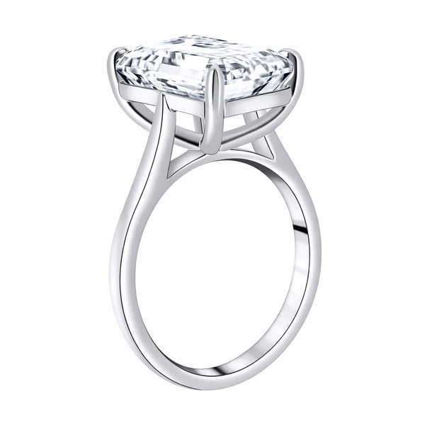 Lab grown platinum 8.03ct D VVS2 IGI emerald cut diamond ring