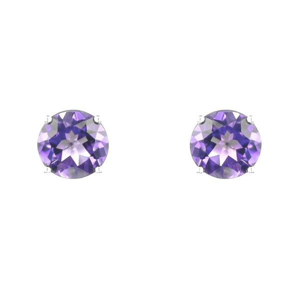 9ct white gold 7mm x 7mm round amethyst stud earrings