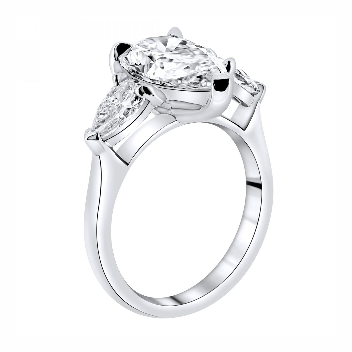 Lab grown platinum 2.84ct D VVS2 IGI pear diamond 3 stone ring