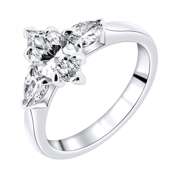 Lab Grown Platinum 1.60ct D Vvs2 Marquise & Pear Diamond Ring