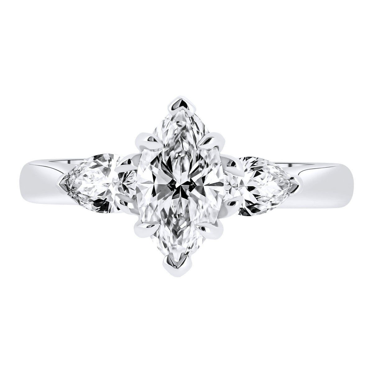 Lab Grown Platinum 1.60ct D Vvs2 Marquise & Pear Diamond Ring