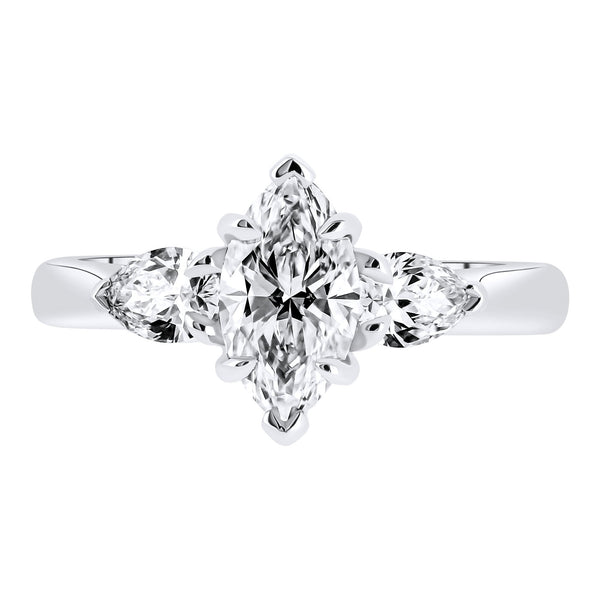 Lab Grown Platinum 1.60ct D Vvs2 Marquise & Pear Diamond Ring