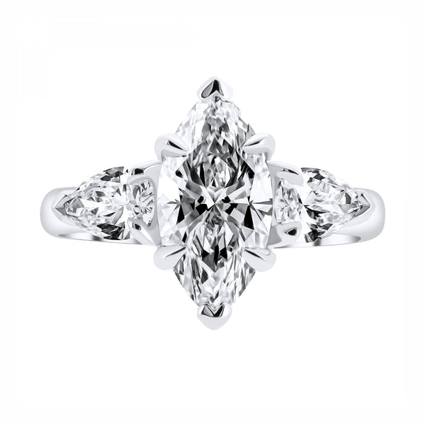 Lab grown platinum 2.97ct D VVS2 marquise & pear diamond ring