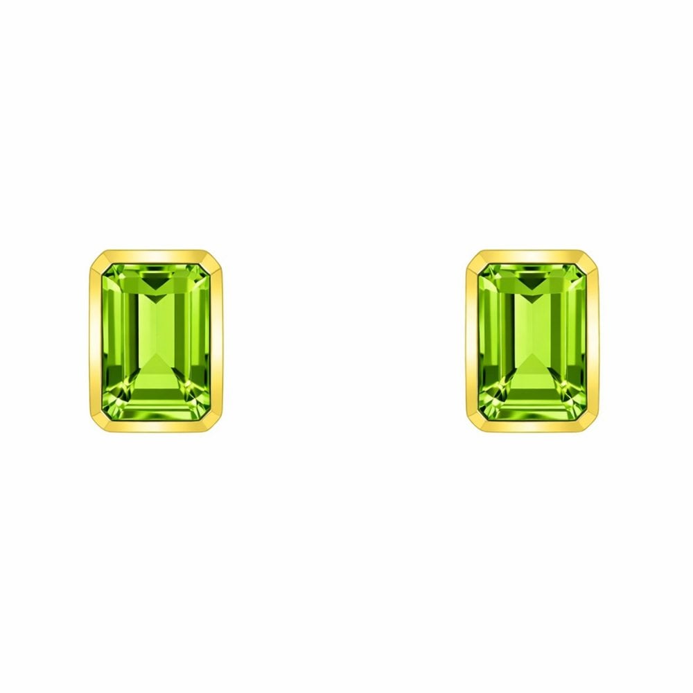 9ct yellow gold 7mm x 5mm peridot earrings