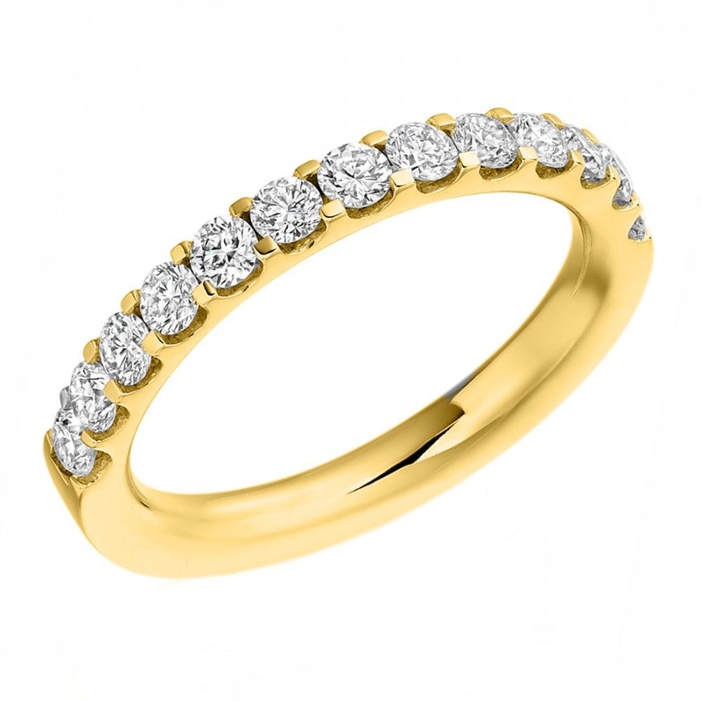 Lab grown 18ct yellow gold 0.75ct round half eternity ring