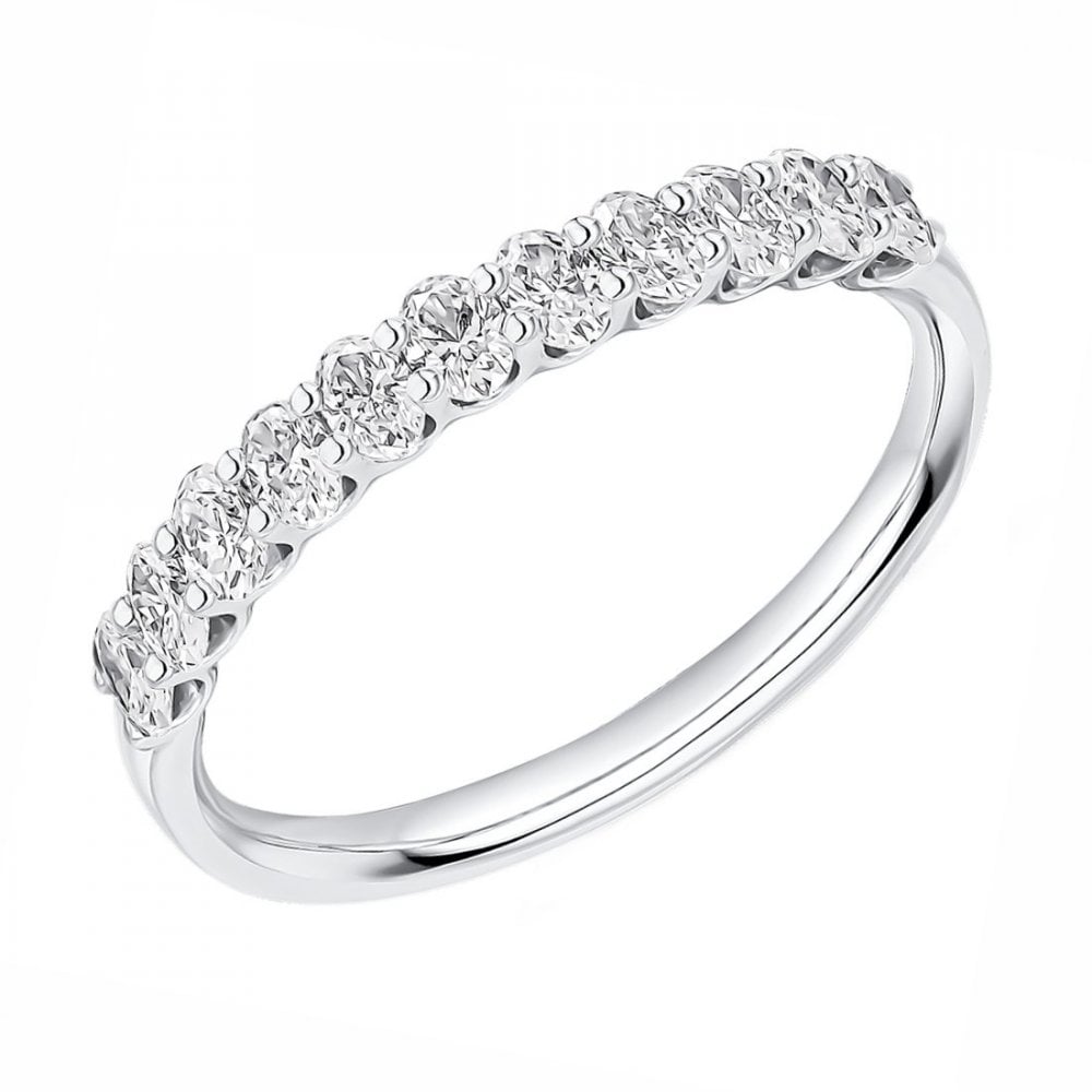 Lab grown platinum 0.60ct oval cut half eternity ring
