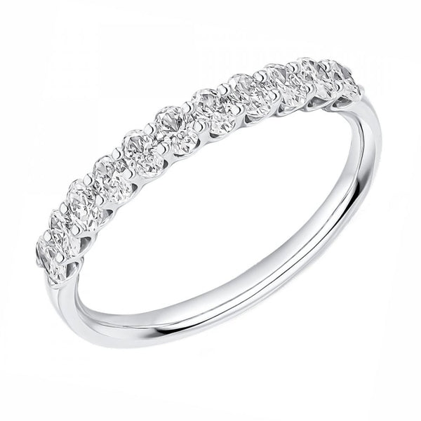 Lab grown platinum 0.60ct oval cut half eternity ring