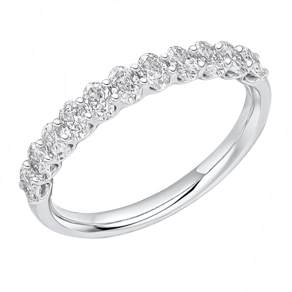 Lab grown platinum 0.80ct oval cut half eternity ring