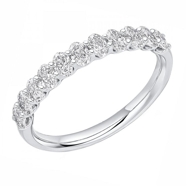 Lab grown platinum 0.80ct oval cut half eternity ring