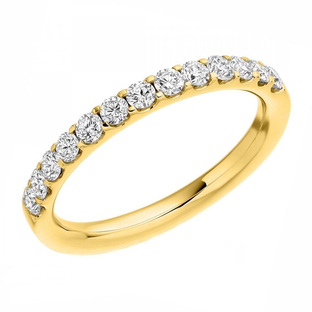 Lab grown 18ct yellow gold 0.50ct round half eternity ring