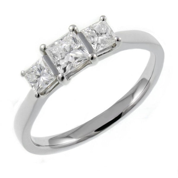 Platinum 1.53ct D VS2 EGL princess cut diamond 3 stone ring