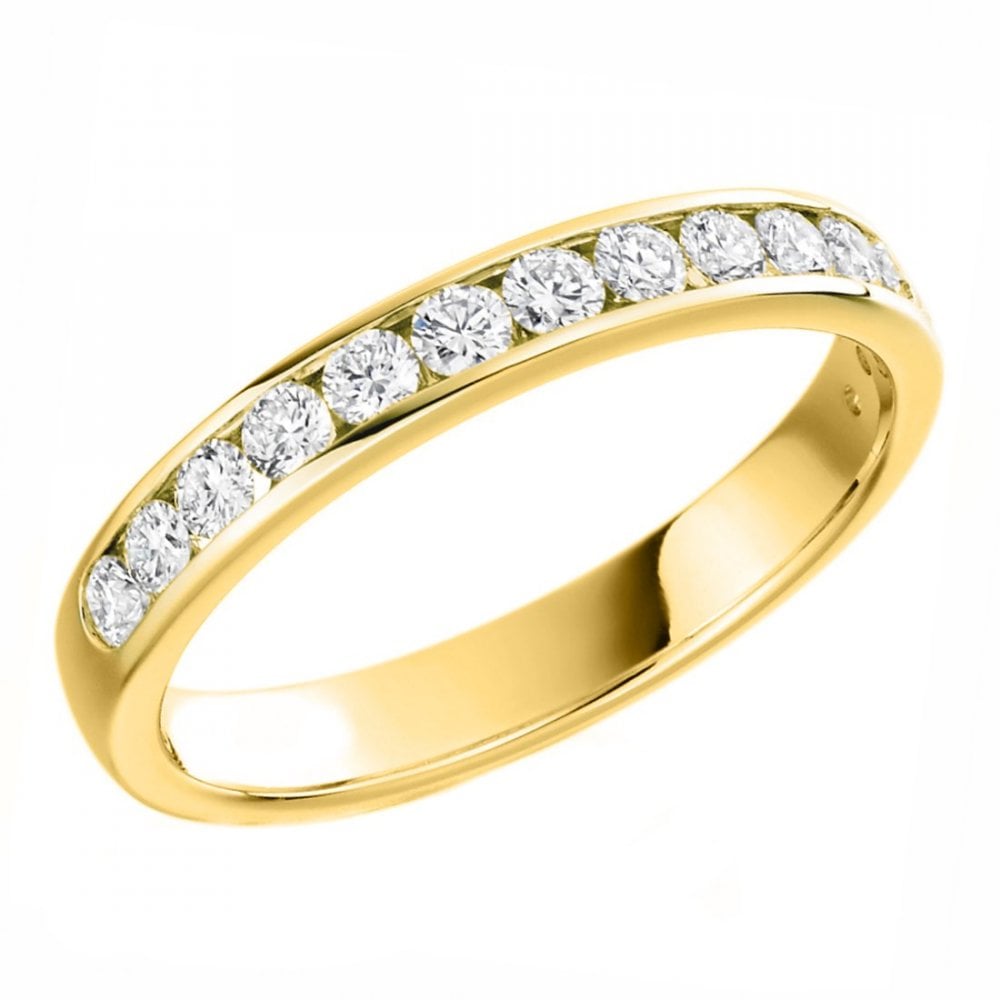 Lab grown 18ct yellow gold 0.50ct round half eternity ring