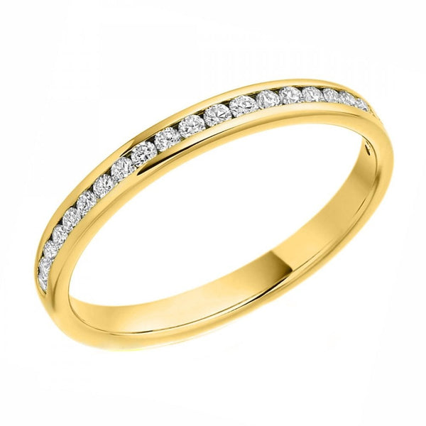Lab grown 18ct yellow gold 0.25ct round half eternity ring