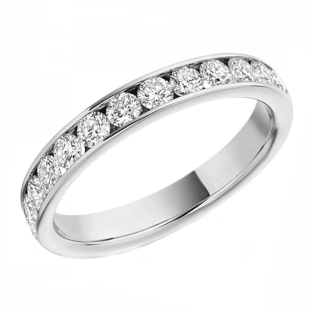 Lab grown platinum 0.75ct round brilliant cut half eternity ring