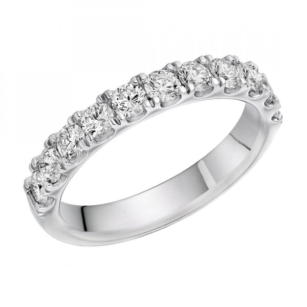Platinum 1.00ct round brilliant cut diamond half eternity ring