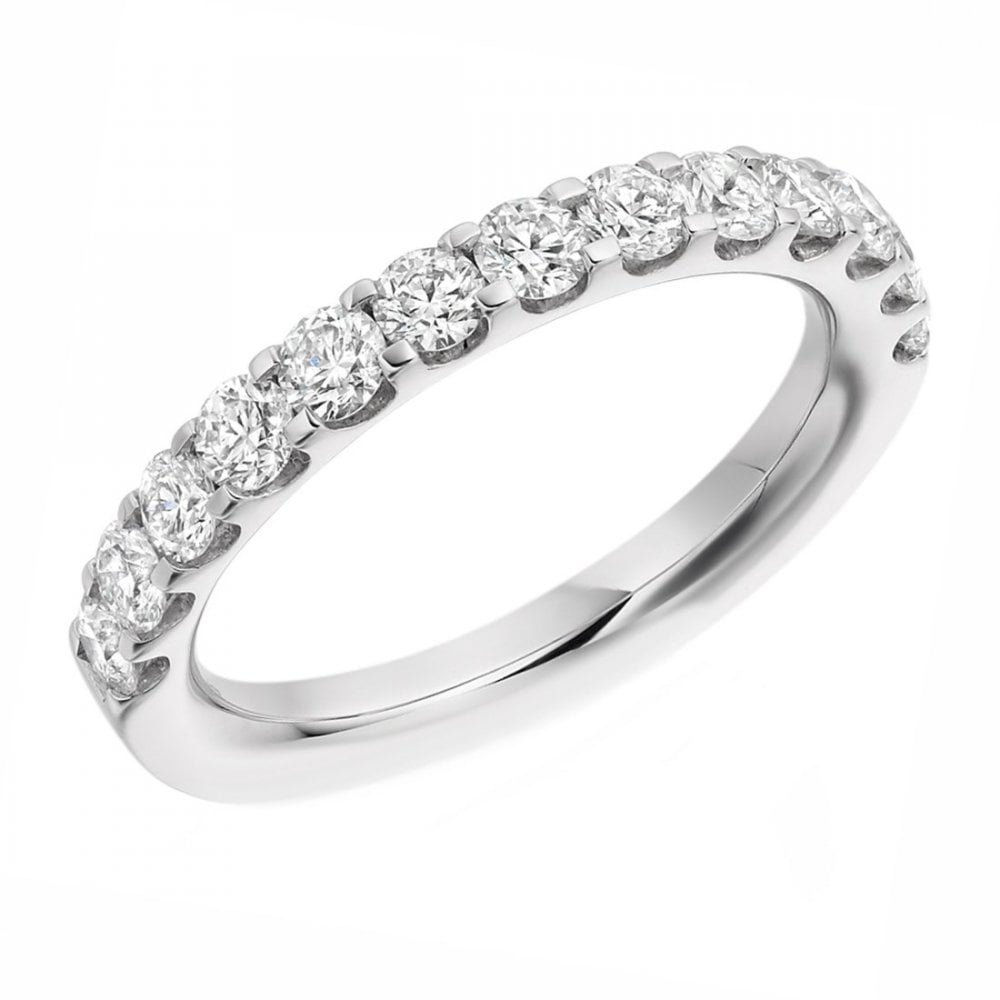 Platinum 1.00ct round brilliant cut diamond half eternity ring