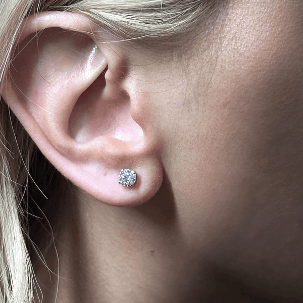 Platinum 0.90ct F VS2 GIA round brilliant diamond stud earrings