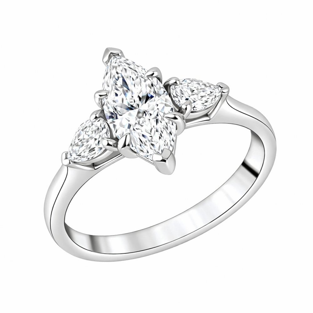 Lab grown platinum 2.22ct D VVS2 marquise & pear diamond ring