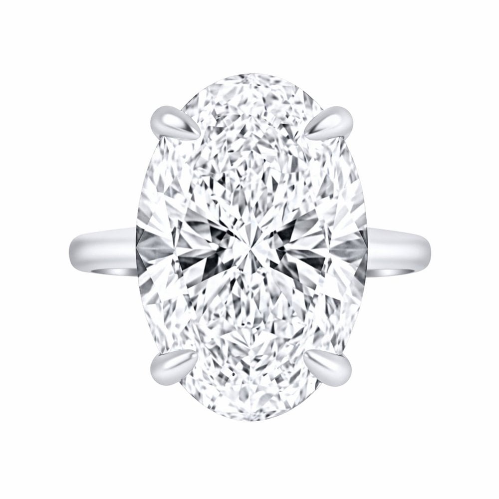 Lab grown platinum 12.26ct E VVS2 IGI oval cut diamond ring