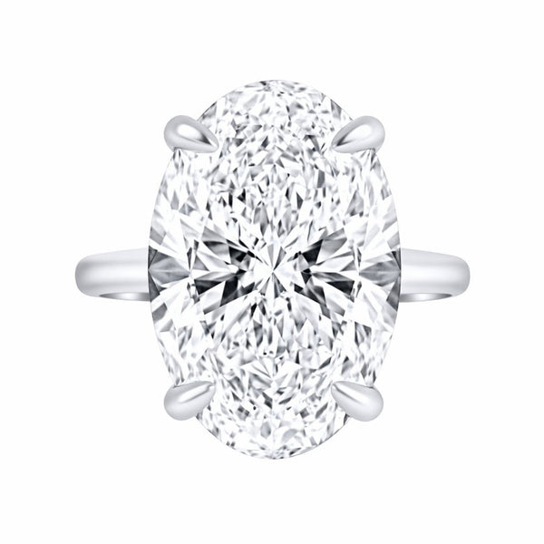 Lab grown platinum 12.26ct E VVS2 IGI oval cut diamond ring