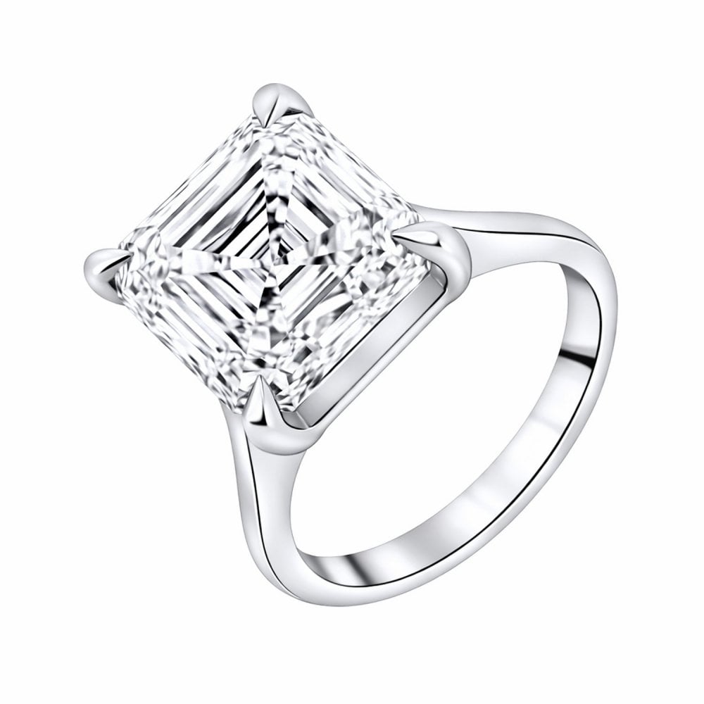 Lab grown platinum 10.03ct D VVS2 IGI asscher cut diamond ring