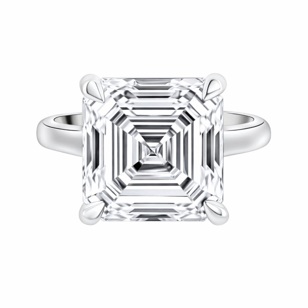 Lab grown platinum 10.03ct D VVS2 IGI asscher cut diamond ring