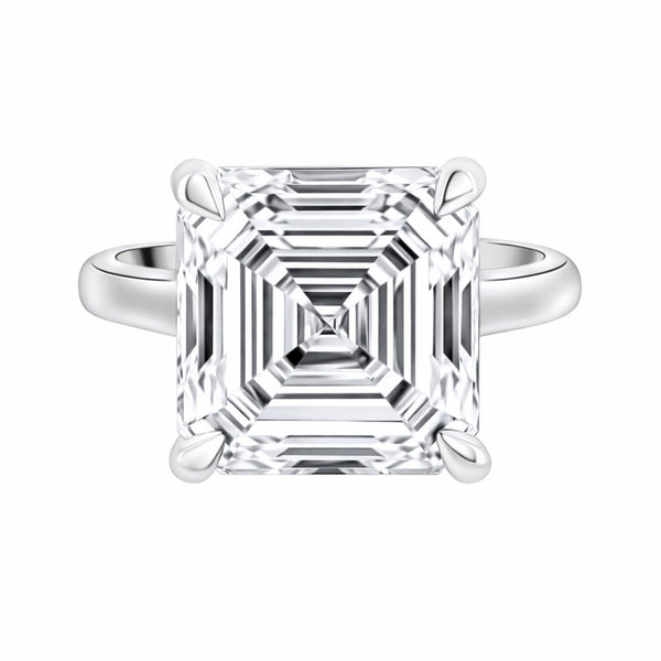Lab grown platinum 10.03ct D VVS2 IGI asscher cut diamond ring