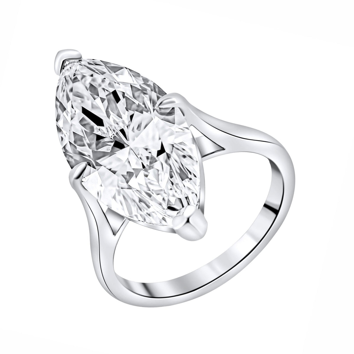 Lab grown platinum 8.42ct E VVS2 IGI marquise cut diamond ring
