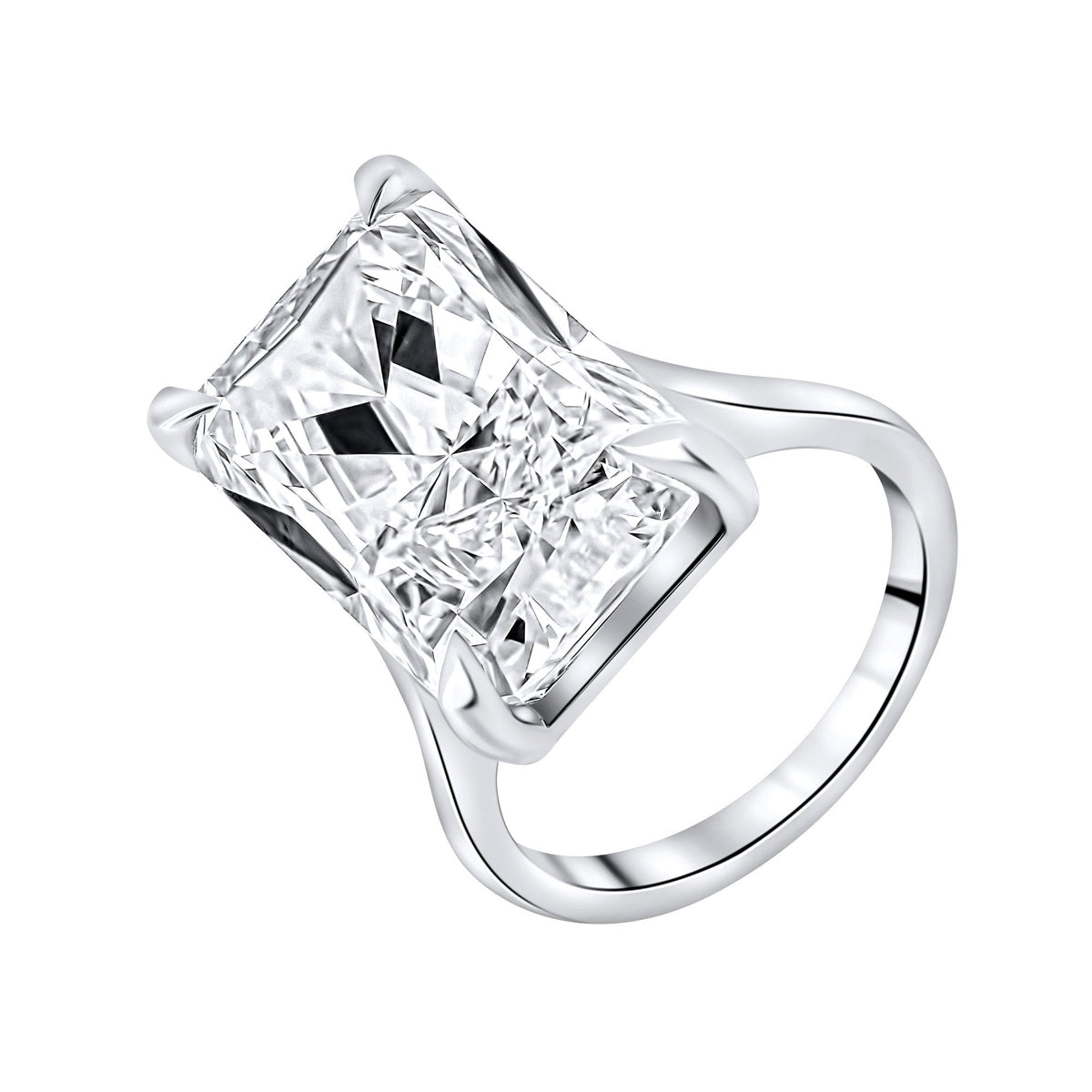 Lab grown platinum 15.04ct E VVS2 IGI radiant cut diamond ring