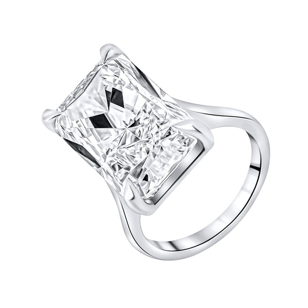 Lab grown platinum 15.04ct E VVS2 IGI radiant cut diamond ring