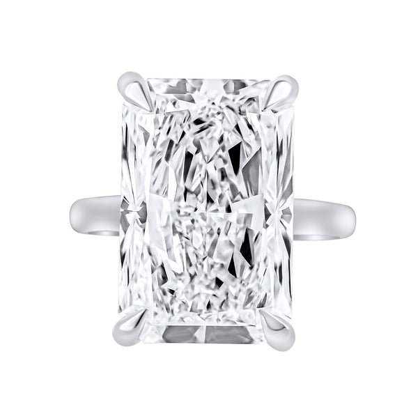 Lab grown platinum 15.04ct E VVS2 IGI radiant cut diamond ring