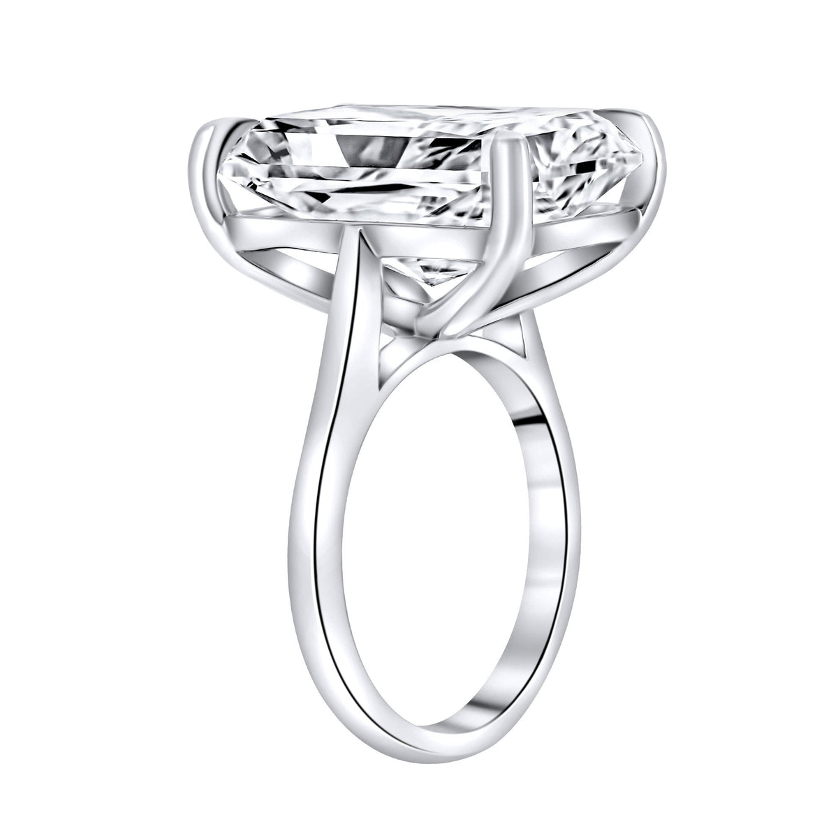 Lab grown platinum 15.04ct E VVS2 IGI radiant cut diamond ring