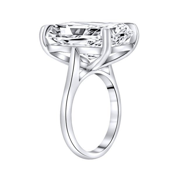 Lab grown platinum 15.04ct E VVS2 IGI radiant cut diamond ring