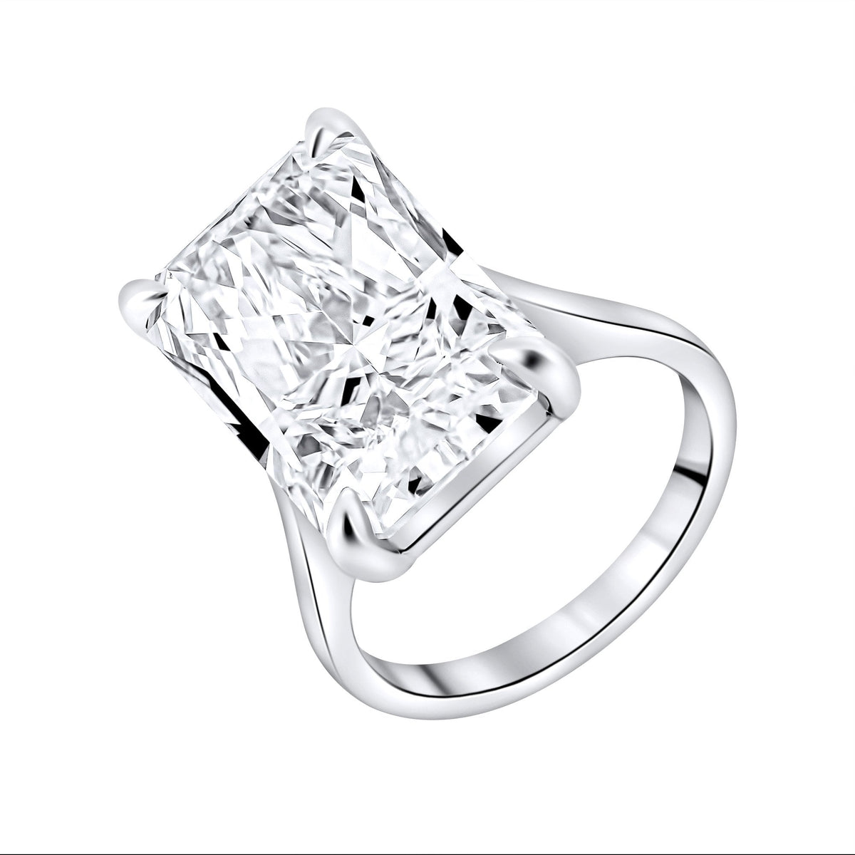 Lab grown platinum 12.29ct D VVS2 IGI radiant cut diamond ring