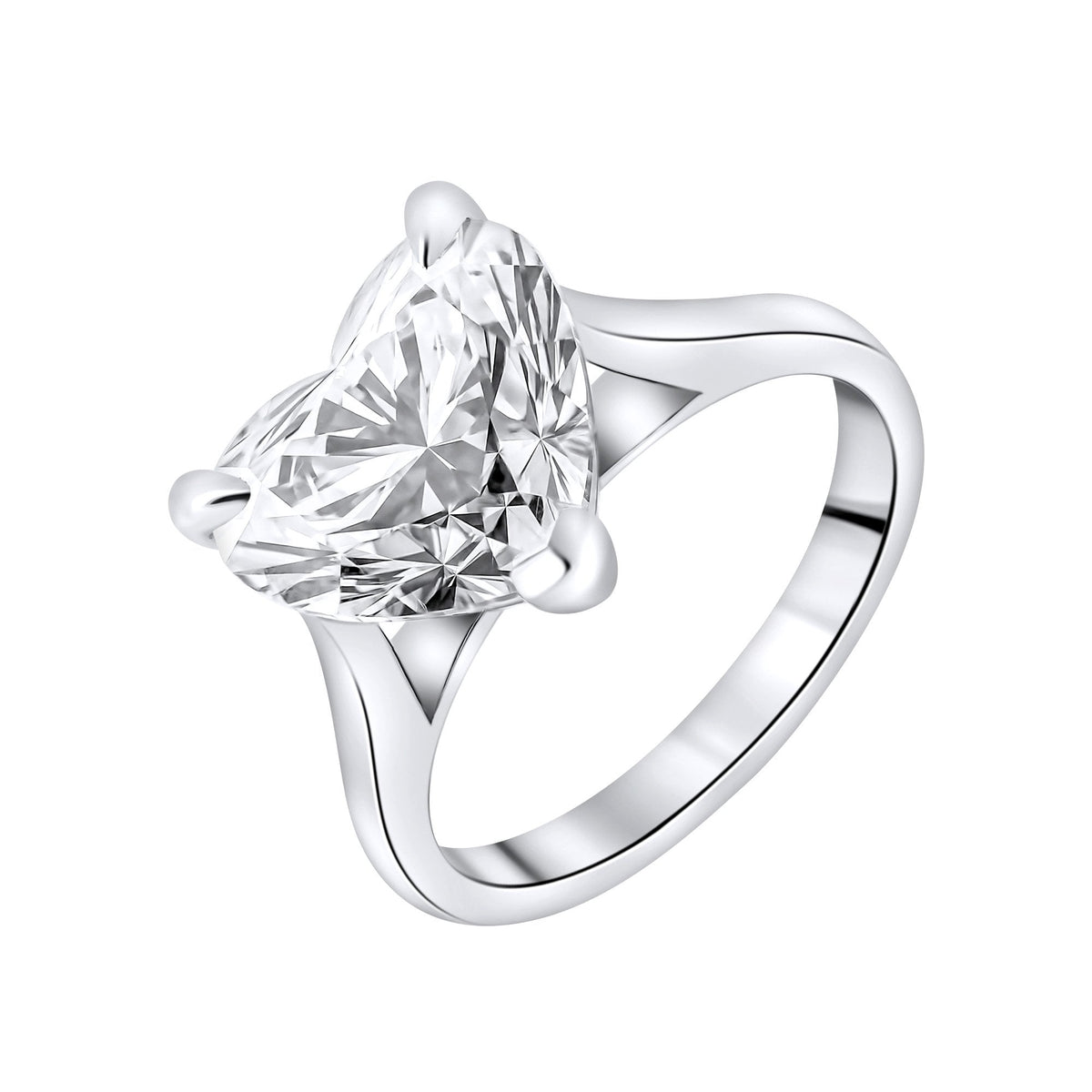 Lab grown platinum 5.03ct D VVS2 IGI heart cut diamond ring