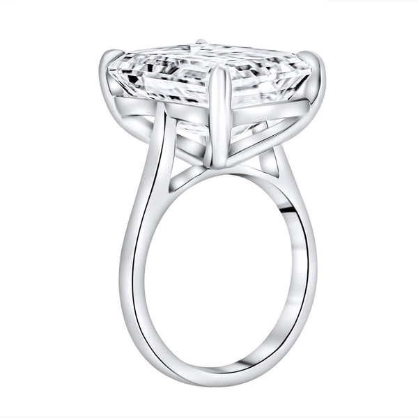 Lab grown platinum 14.01ct E VVS2 IGI emerald cut diamond ring