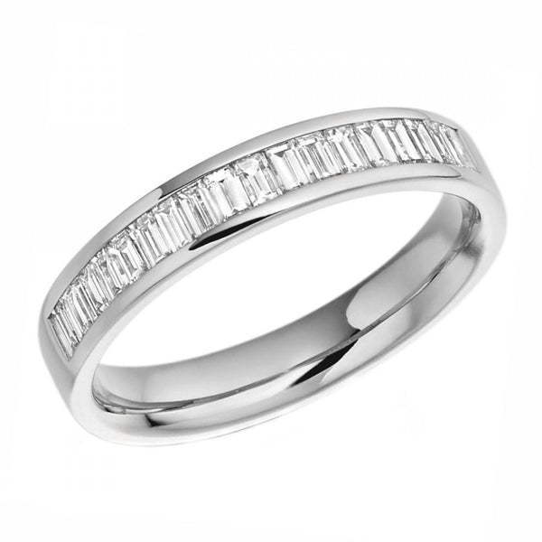 Platinum 0.56ct baguette cut diamond half eternity ring