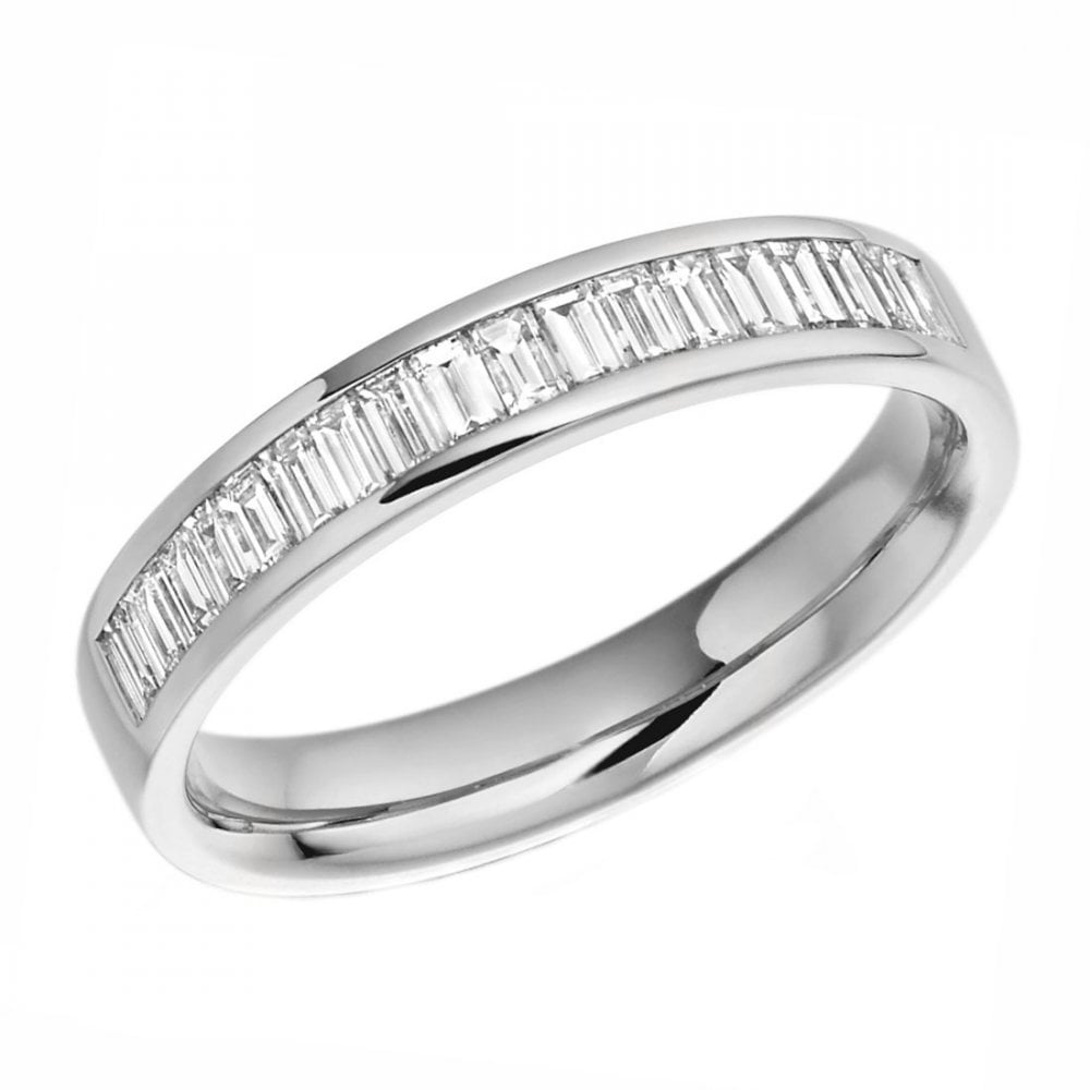 Lab grown platinum 0.56ct baguette diamond half eternity ring