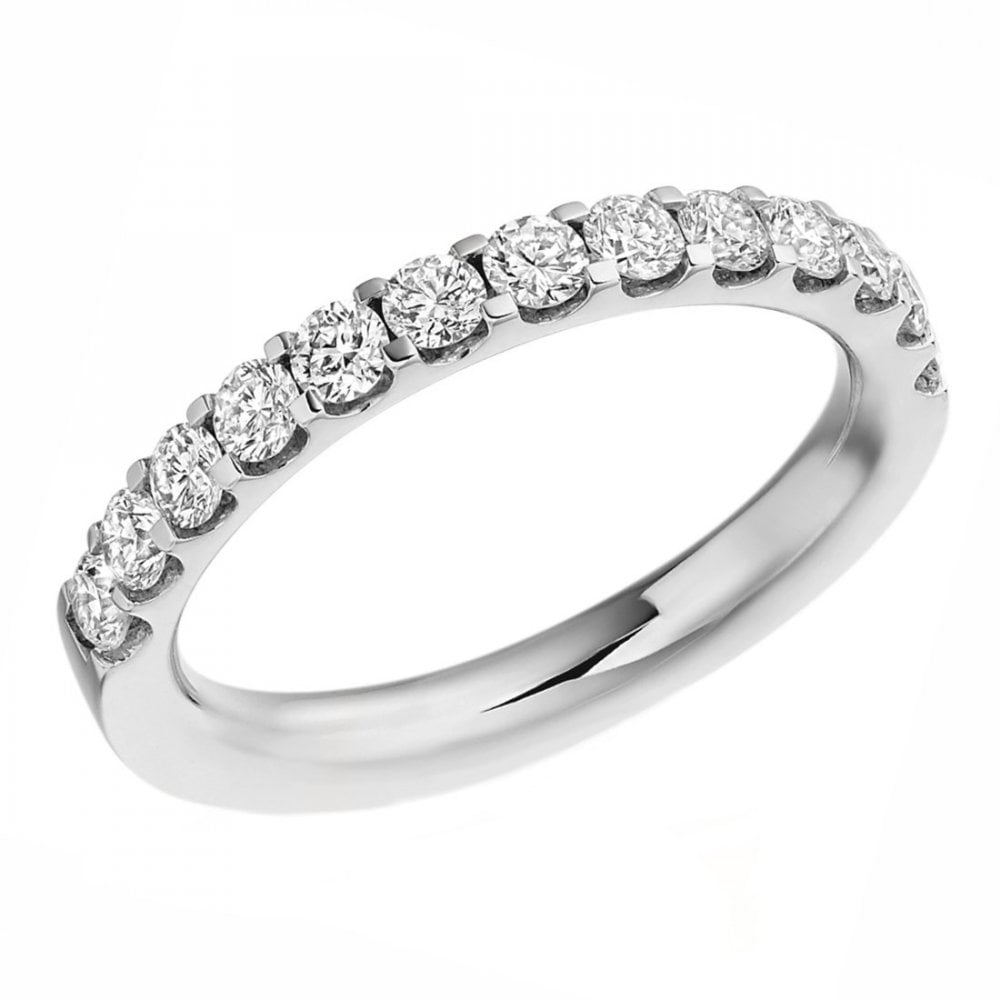 Platinum 0.75ct round brilliant cut diamond half eternity ring