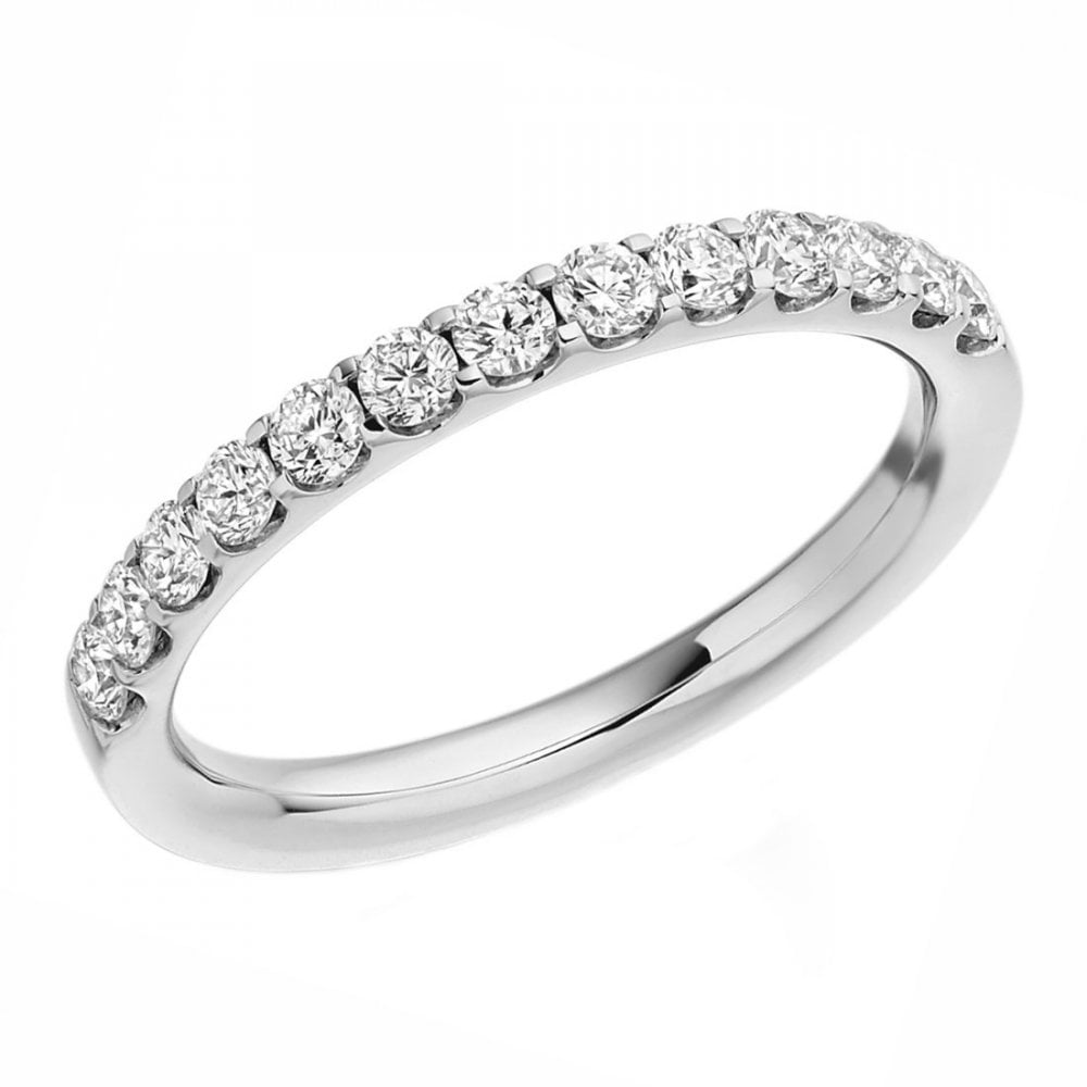 Platinum 0.50ct round brilliant cut diamond half eternity ring