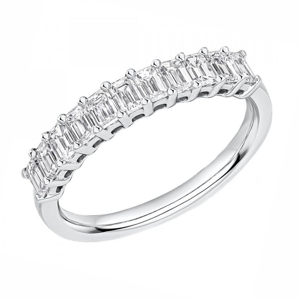 Lab grown platinum 1.00ct emerald diamond half eternity ring