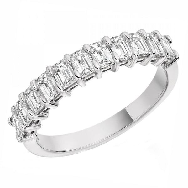Lab grown platinum 1.30ct emerald cut diamond half eternity ring