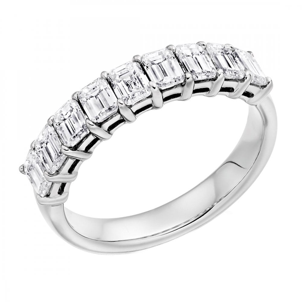 Lab grown platinum 1.55ct emerald cut diamond half eternity ring
