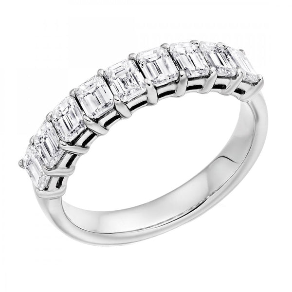 Lab grown platinum 1.55ct emerald cut diamond half eternity ring