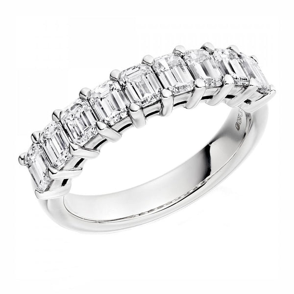 Lab grown platinum 2.00ct emerald cut diamond half eternity ring