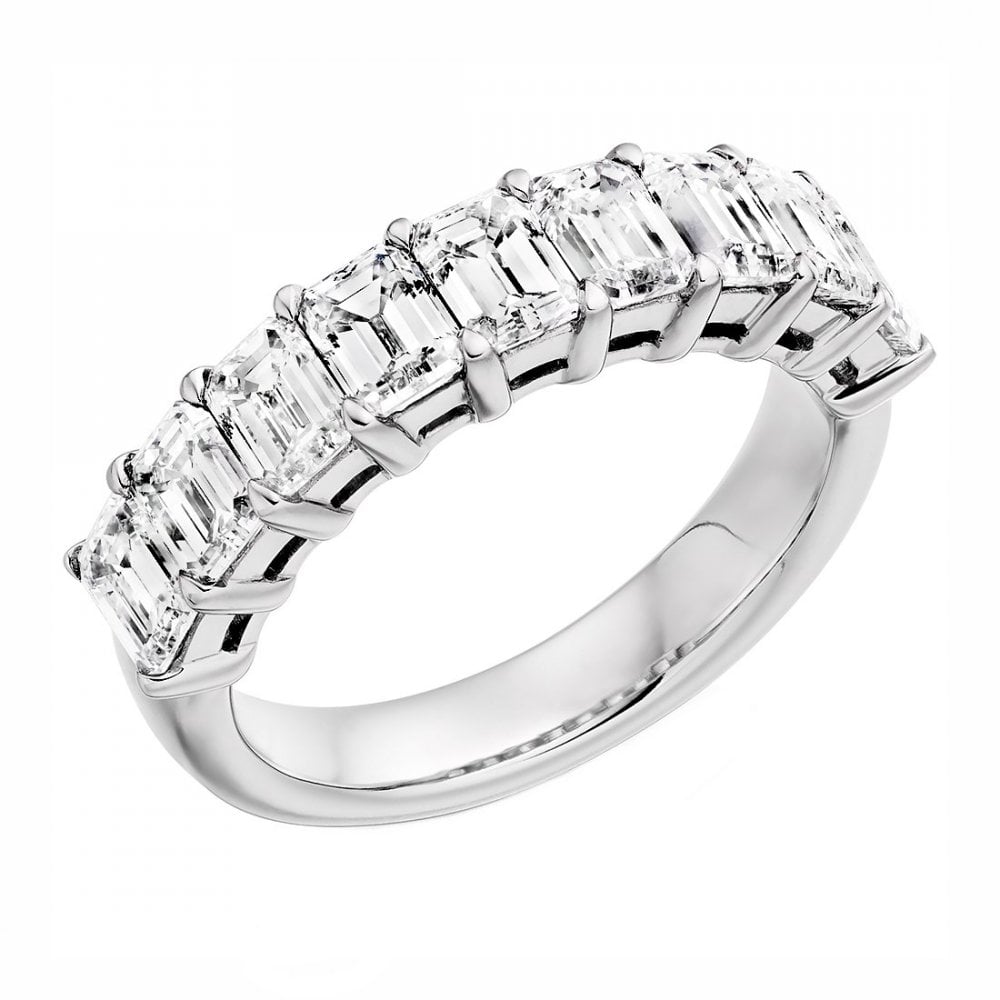 Lab grown platinum 3.00ct emerald cut diamond half eternity ring