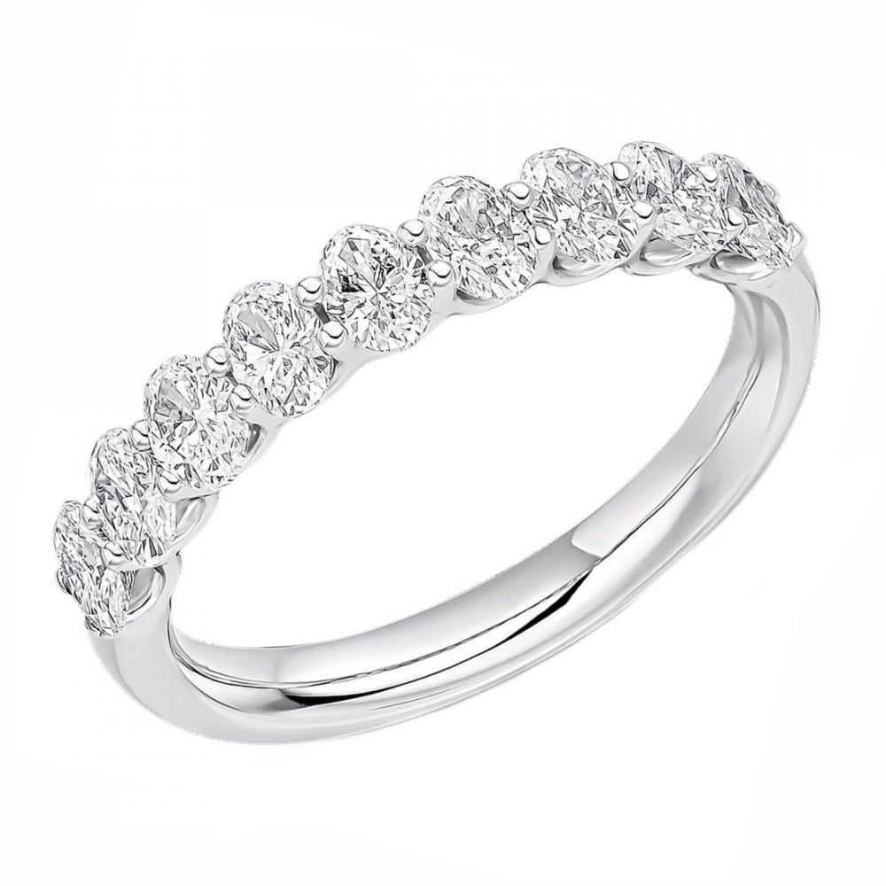 Lab grown platinum 1.10ct oval cut diamond half eternity ring
