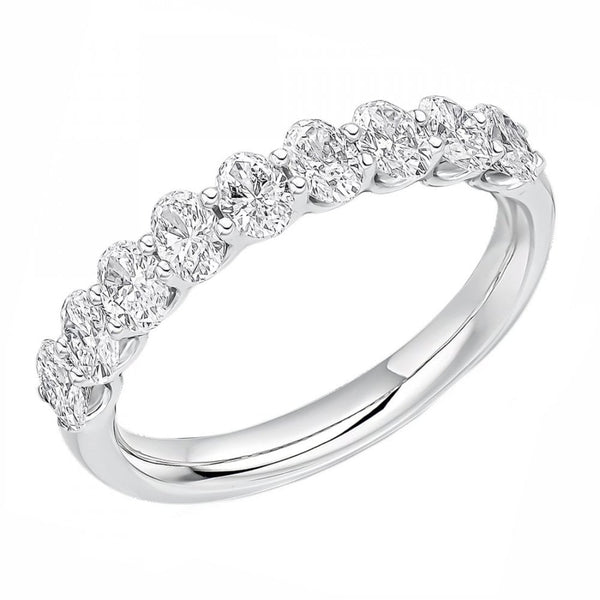 Lab grown platinum 1.10ct oval cut diamond half eternity ring